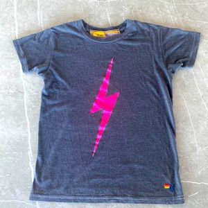 Aviator Nation cute hot pink lightening bolt t shirt size 12 Girls